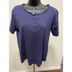 Baxter & Wells Womens Petite Medium TopShort Sleeve 1/4 Button Front Cotton